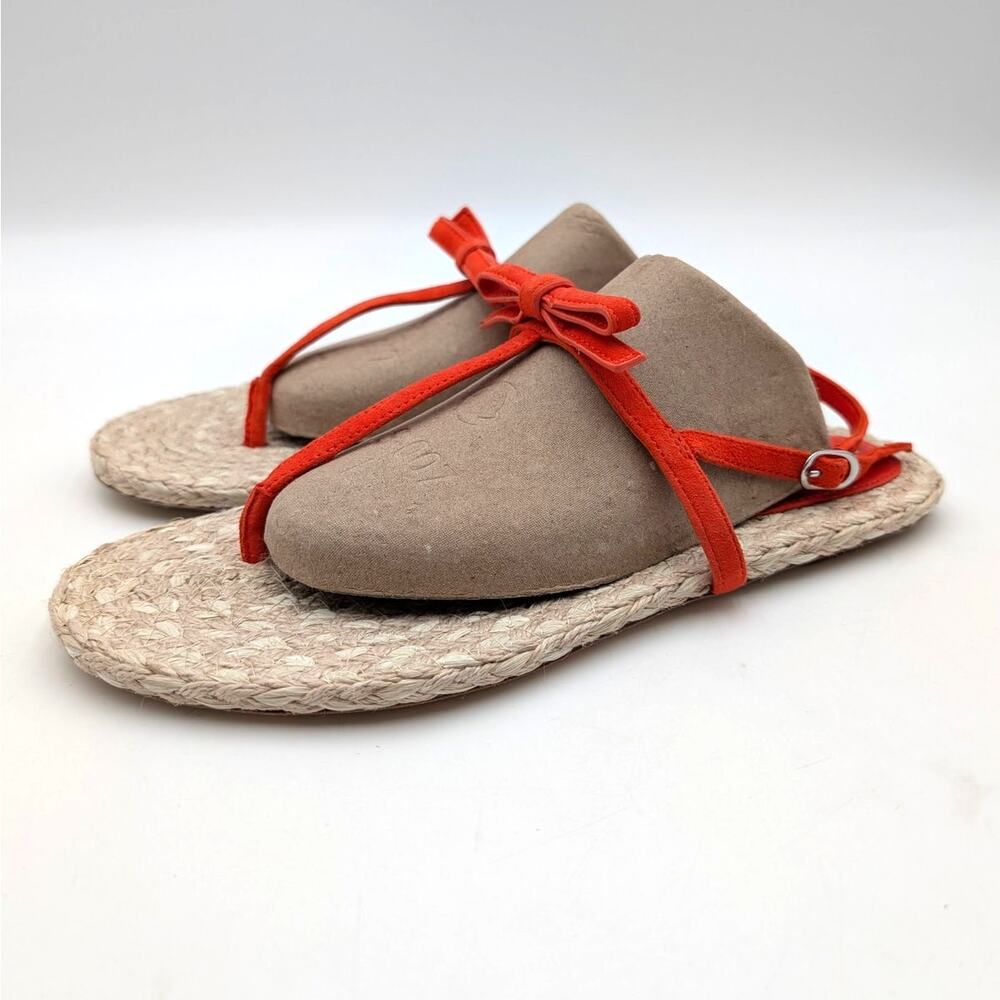 Stuart Weitzman Felicity Espadrille Flat Sandal Natural/Orange Size US10B EU40.5